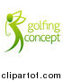 Vector Illustration of a Gradient Green Man Golfing with Sample Text by AtStockIllustration
