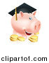 Vector Illustration of a Graduate Piggy Bank with Gold Coins by AtStockIllustration