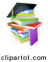 Vector Illustration of a Graduation Cap on a Stack of Colorful School Books by AtStockIllustration
