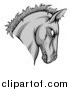 Vector Illustration of a Gray Aggressive Horse Mascot Head by AtStockIllustration