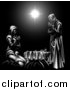 Vector Illustration of a Grayscale 3d Mary and Joseph Praying over Baby Jesus and the Star of Bethlehem 2 by AtStockIllustration