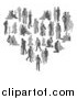 Vector Illustration of a Grayscale Heart Made of Silhouetted Family Memebers in Different Poses by AtStockIllustration