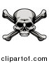 Vector Illustration of a Grayscale, Jolly Roger Pirate Skull over Cross Bones by AtStockIllustration