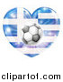 Vector Illustration of a Greek Flag Heart and Soccer Ball by AtStockIllustration