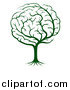 Vector Illustration of a Green Brain Tree by AtStockIllustration