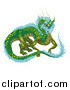 Vector Illustration of a Green Dragon with Icy Blue Feathers by AtStockIllustration