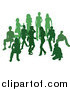 Vector Illustration of a Green Group of Silhouetted People in a Crowd by AtStockIllustration