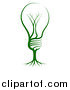 Vector Illustration of a Green Light Bulb with Tree Roots by AtStockIllustration