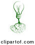Vector Illustration of a Green Lightbulb Tree with Roots Shaping a Brain by AtStockIllustration