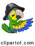 Vector Illustration of a Green Macaw Pirate Parrot Pointing Around a Sign by AtStockIllustration