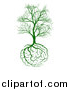 Vector Illustration of a Green Tree with Brain Roots and Bare Branches, Symbolizing Memory Loss by AtStockIllustration