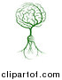 Vector Illustration of a Green Tree with Light Bulb Roots and a Brain Canopy by AtStockIllustration