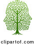 Vector Illustration of a Green Tree with Profiled Faces in the Canopy by AtStockIllustration