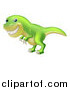 Vector Illustration of a Green Tyrannosaurus Rex Dinosaur Grinning by AtStockIllustration