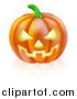 Vector Illustration of a Grinning Carved Halloween Jack O Lantern Pumpkin and Reflection by AtStockIllustration