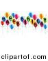 Vector Illustration of a Group of 3d Colorful Party Balloons and Ribbons with Happy Birthday Text by AtStockIllustration