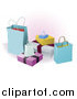 Vector Illustration of a Group of 3d Shopping Boxes and Bag by AtStockIllustration