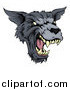 Vector Illustration of a Growling Fierce Wolf Mascot Head by AtStockIllustration