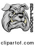 Vector Illustration of a Growling Gray Aggressive Bulldog Mascot Face with Text by AtStockIllustration