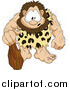 Vector Illustration of a Hairy, Muscular Prehistoric Caveman Wearing a Leopard Print Cloth and Leaning on a Club, with a Cute Facial Expression by AtStockIllustration