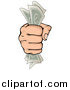 Vector Illustration of a Hand Clenching Cash Money in a Fist by AtStockIllustration