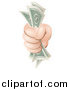 Vector Illustration of a Hand Clutching Cash Money by AtStockIllustration