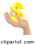 Vector Illustration of a Hand Holding a 3d Gold Dollar Symbol by AtStockIllustration