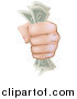 Vector Illustration of a Hand with a Fist Full of Cash Money by AtStockIllustration