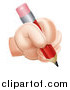 Vector Illustration of a Hand Writing with a Red Pencil by AtStockIllustration