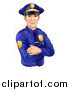 Vector Illustration of a Handsome Brunette Caucasian Police Officer Avatar with Folded Arms by AtStockIllustration