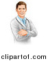 Vector Illustration of a Handsome Caucasian Male Doctor with Folded Arms by AtStockIllustration