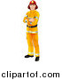 Vector Illustration of a Handsome Caucasian Male Fireman Standing with Folded Arms by AtStockIllustration