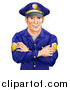 Vector Illustration of a Handsome Caucasian Male Police Officer with Folded Arms by AtStockIllustration