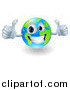 Vector Illustration of a Happy 3d Globe Holding Two Thumbs up by AtStockIllustration