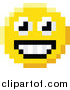 Vector Illustration of a Happy 8 Bit Video Game Style Emoji Smiley Face by AtStockIllustration