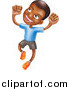Vector Illustration of a Happy African American Boy Smiling and Jumping into the Air by AtStockIllustration