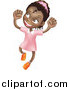 Vector Illustration of a Happy African American Girl Smiling and Jumping into the Air by AtStockIllustration