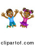 Vector Illustration of a Happy and Excited Black Boy and Girl Jumping by AtStockIllustration