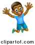 Vector Illustration of a Happy and Excited Black Boy Jumping by AtStockIllustration