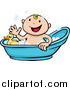 Vector Illustration of a Happy Baby Taking a Bath by AtStockIllustration