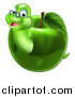 Vector Illustration of a Happy Bespectacled Worm Emerging from a Green Apple by AtStockIllustration