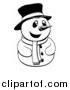 Vector Illustration of a Happy Black and White Christmas Snowman with a Top Hat and Scarf by AtStockIllustration