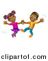 Vector Illustration of a Happy Black Boy and Girl Dancing by AtStockIllustration