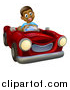 Vector Illustration of a Happy Black Boy Driving a Red Convertible Car by AtStockIllustration