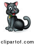 Vector Illustration of a Happy Black Cat Sitting by AtStockIllustration