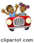 Vector Illustration of a Happy Black Girl Driving a Boy in a Red Convertible Car by AtStockIllustration