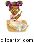 Vector Illustration of a Happy Black Girl Making Star Cookies and Frosting by AtStockIllustration