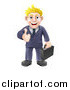 Vector Illustration of a Happy Blond Businessman Holding a Thumb up by AtStockIllustration