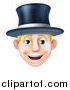 Vector Illustration of a Happy Blond Man Wearing a Top Hat and Smiling by AtStockIllustration