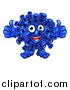 Vector Illustration of a Happy Blue Virus or Monster Giving Two Thumbs up by AtStockIllustration
